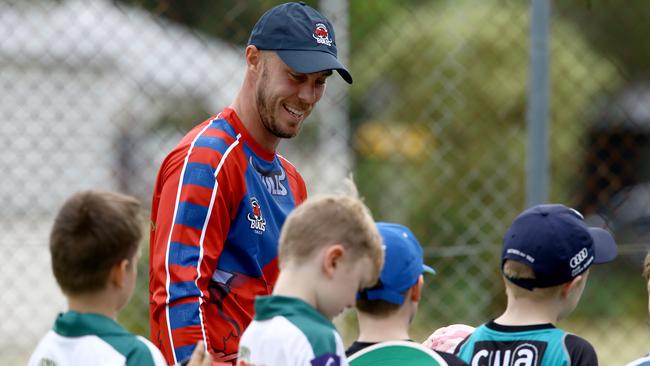 Chris Lynn was a hit with the kids. Picture: David Clark / AAP