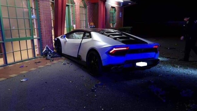 The Lamborghini which lost control and hit two people came to a stop in the House Of Tien restaurant. Picture: Supplied