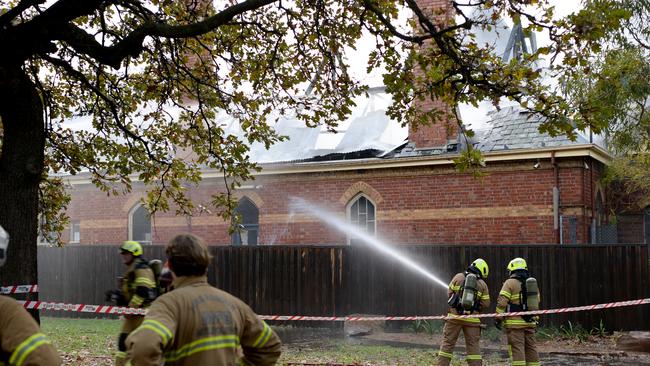 The timber lining and high pitch of the roof has been blamed for the spread of the fire. Picture: Andrew Henshaw