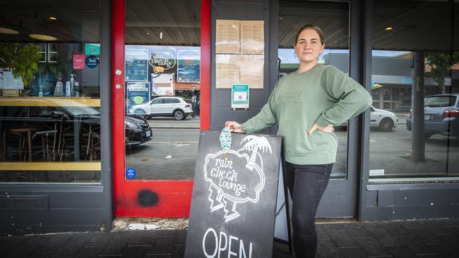 Raincheck Lounge owner Angela Nichols who has a number of staff who are close contacts or have had Covid positive results. They were forced to close, but now are able to open with restricted hours. Picture: Richard Jupe