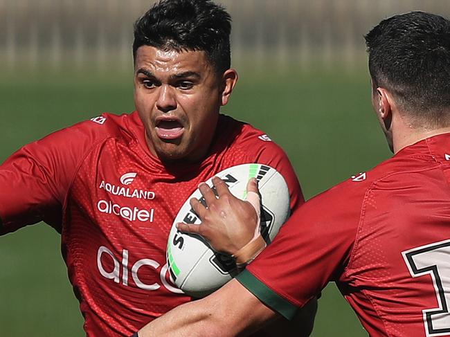 Souths Latrell Mitchell during South Sydney NRL training at Redfern Oval, Sydney. Picture: Brett Costello