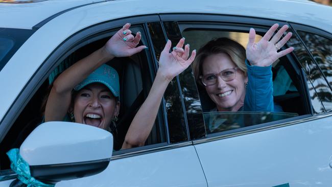Zoe Daniels after voting with her family at Hampton Primary School. Picture: NewsWire/ Nadir Kinani