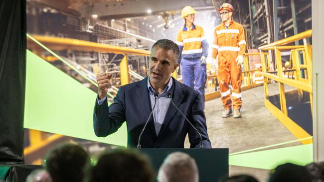 Premier Peter Malinauskas speaking in Whyalla. Picture: Ben Clark