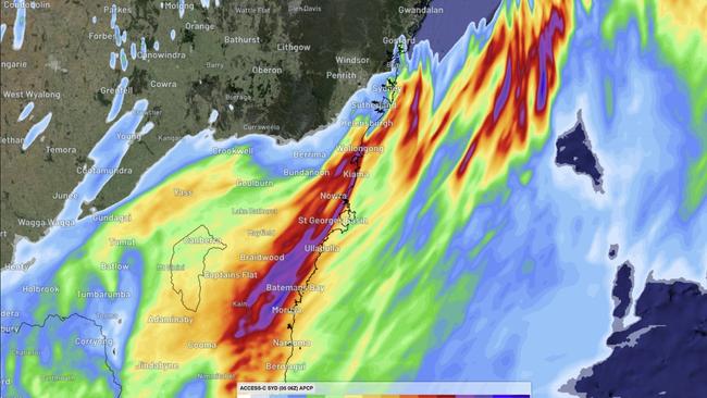 Thousands of people in NSW have been urged to evacuated after the state was smashed by a month’s worth of rain over Friday, with more continuing over Saturday morning. Picture: Supplied / Weatherzone