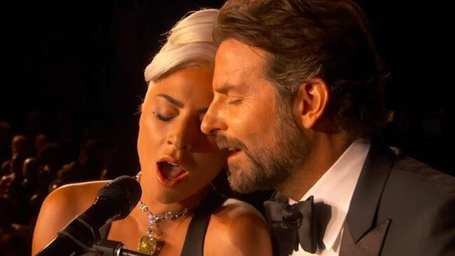 Lady Gaga and Bradley Cooper perform at the 2019 Oscars. Picture: Channel 9