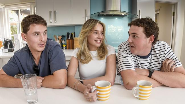 12 December 2024Archie Allen, Jemima Bell and Harry Oates.Research by McCrindle shows Aussies are looking to get more connected, face to face ... with younger generations leading the charge, 57% of Gen Z wish social media was never created.Pic RoyVanDerVegt.