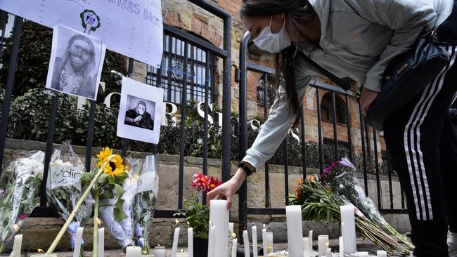 Tributes to the superstar drummer outside his hotel in Bogota, Colombia. Picture: Guillermo Legaria/Getty Images