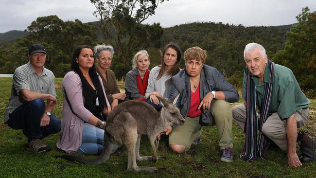 Keith Haynes, Megan Bonomi, Anika Hulsen, Lee OÕMahoney, Krysti Severi, Isabel Nalato and Bill Lord all fear injured animals will be neglected under the council’s plan to scrap its euthanising service. Picture: James Ross