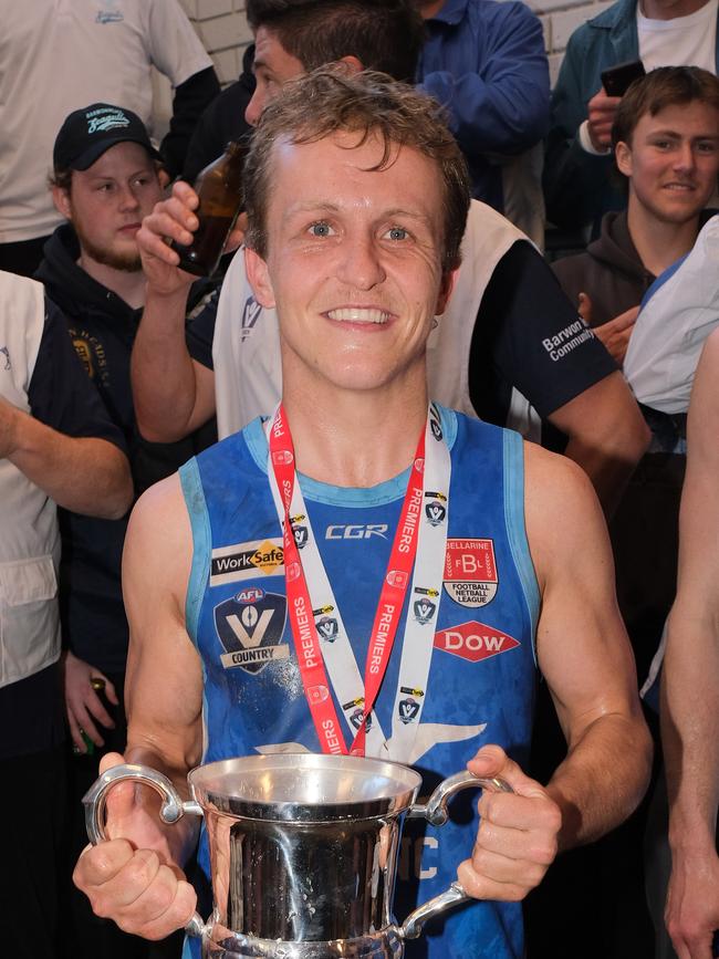 Barwon Heads’ Sammy Baker with the premiership cup. Picture: Mark Wilson