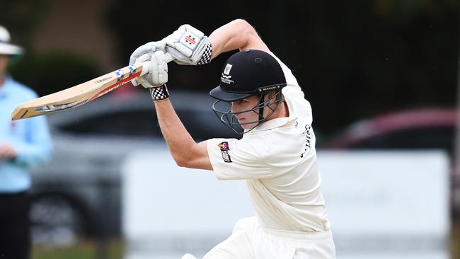 Uni’s Sam Kerber head’s into this weekend’s semi-final in good touch with both bat and ball, after a fine all-round double of 152 and 3/19 against Sturt. Picture: AAP/Mark Brake