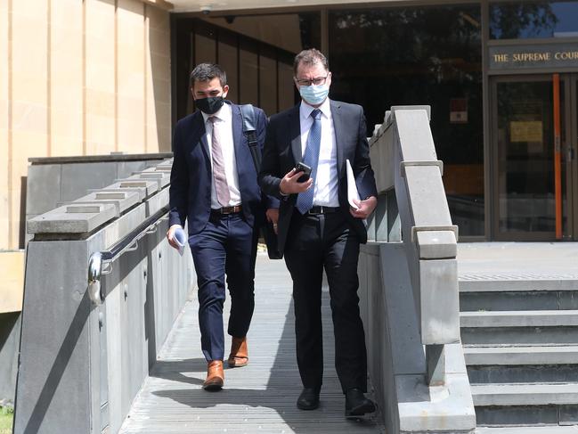 Plaintiff’s lawyer Craig Mackie, right, at the Supreme Court on Wednesday.