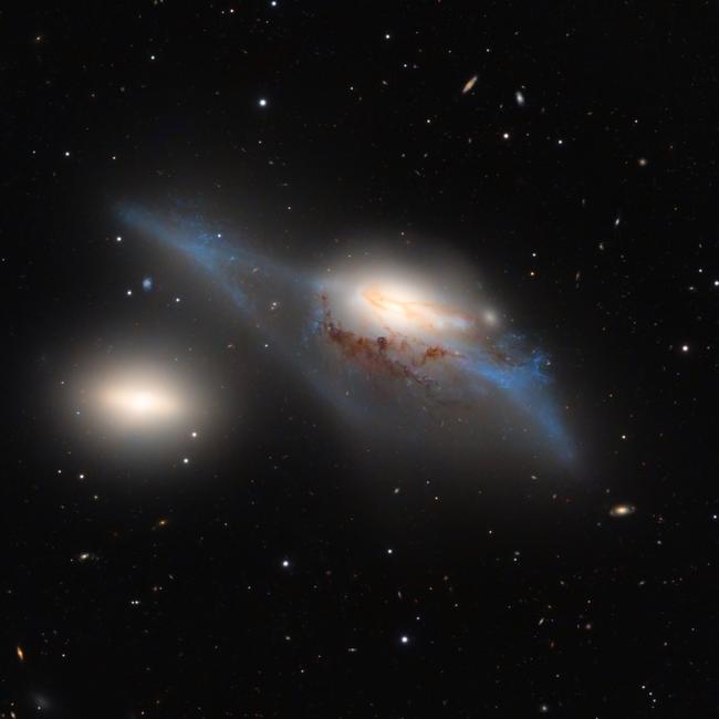 The Eyes Galaxies by Weitang Liang. This image was the runner-up in the Galaxies category. The Eyes Galaxies are interacting galaxies in the Virgo Cluster that are so small they require a large telescope to reveal their many components. Location: Chile