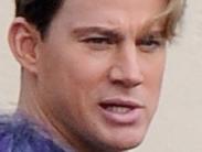 Actor Channing Tatum shows off his new blonde hair do while walking around on the set of 