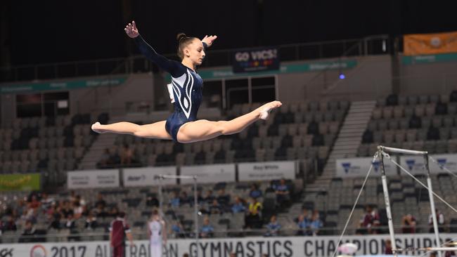 Sandringham’s Romi Brown competes at the 20187 National Gymnastics Championships.