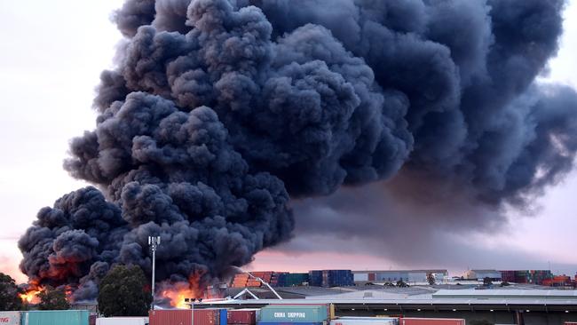 West Footscray factory fire in 2018. Picture: Nicole Garmston