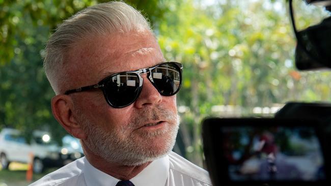 Defence barrister Jon Tippett leaves the Supreme Court in Darwin after the he jury delivered their verdict in the Keith Kerinauia murder trial. Picture: Pema Tamang Pakhrin