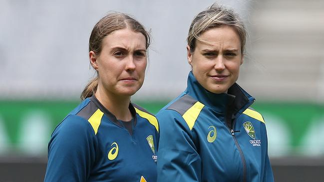 Elyse Perry (right) didn’t even watch her $295,000 pay day get announced, she was in the middle of a net session in South Africa.