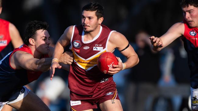 Lewis Tsourou in action for Lower Plenty. Picture: Field of View Photography