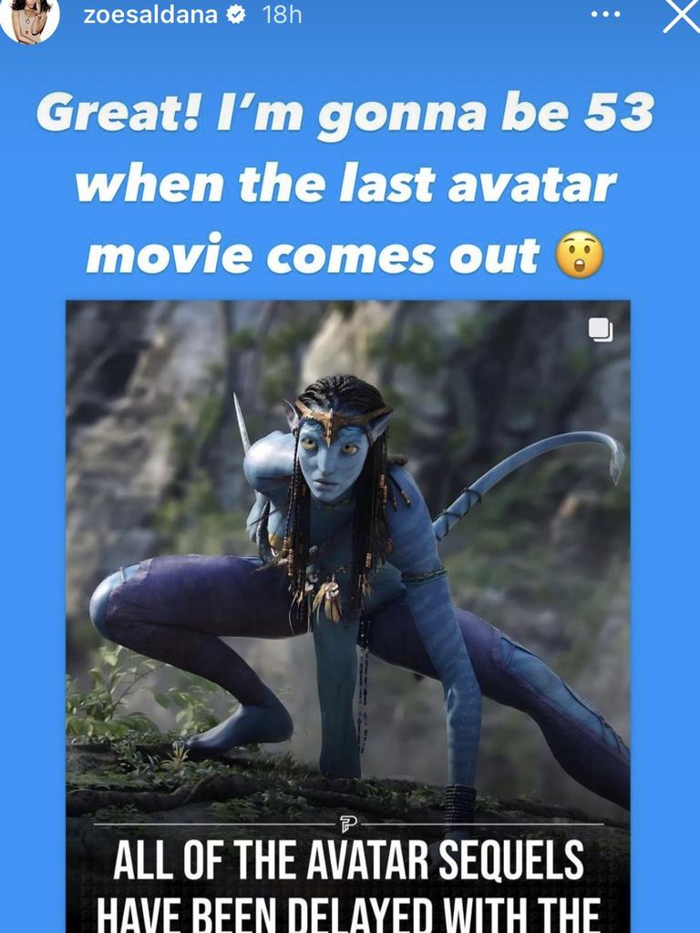 Zoe Saldana has reacted to news the Avatar movies have been pushed back.