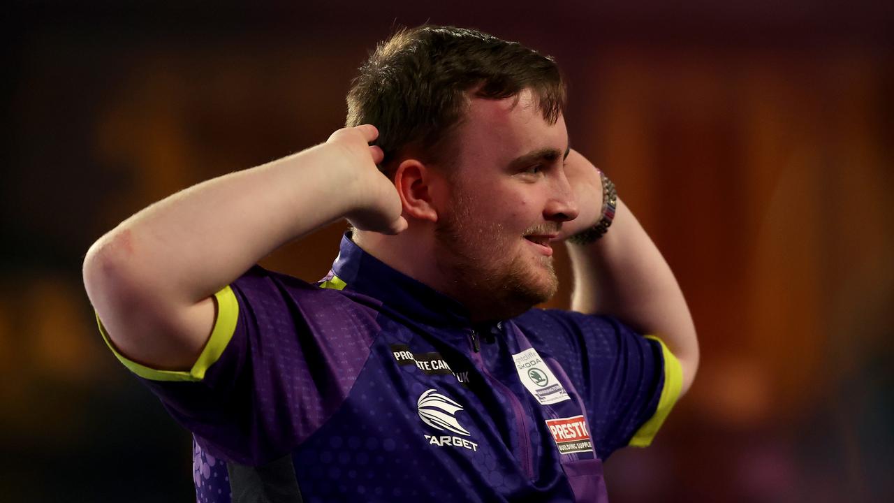 Luke Littler is into the final of the World Championship. (Photo by Tom Dulat/Getty Images)