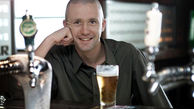 A much younger Peter Lalor enjoying a far more reasonably priced beer at the Evening Star Hotel in Surry Hills.