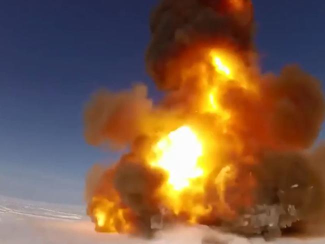 The recent missile launch looked more like an explosion. Picture: Ministry of Defence of the Russian Federation/YouTube