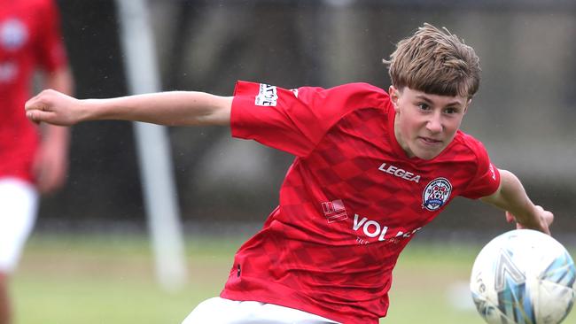 Under-14s soccer - North Geelong (Red) v Berwick City.  Picture: Mike Dugdale