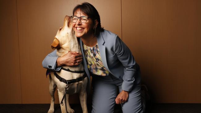 Zoey with Judge Sandra Taglieri.  Launch of Zoey the court dog who will take up a role at the Federal Circuit and Family Court in Hobart.  Picture: Nikki Davis-Jones