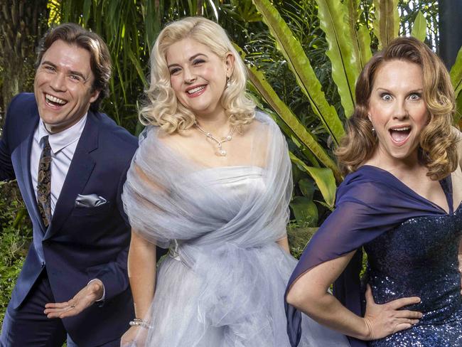 Cast of the new musical Midnight shot at Riponlea House today. Verity Hunt-Ballard, Lucy Durack  and Thomas McGuane. Picture by Wayne Taylor 8th November 2022