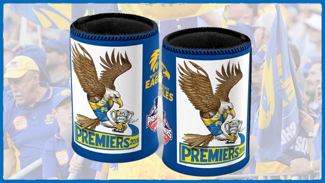 West Coast Eagles 2018 premiership merchandise featuring Mark Knight’s poster artwork.