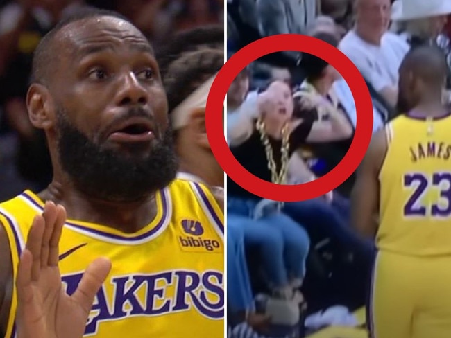 LeBron James mocks courtside NBA fan