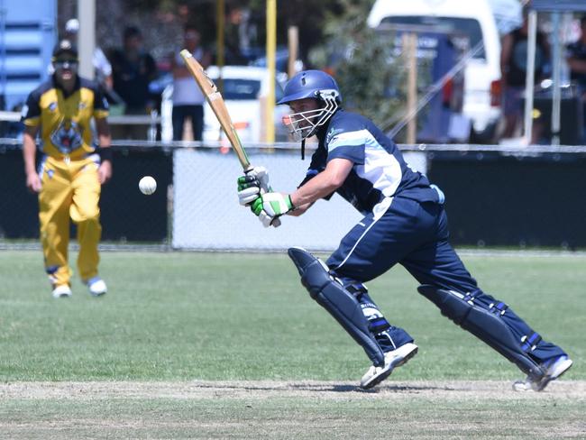 Bryce Stuart clips a ball away. Picture: David Caulfield