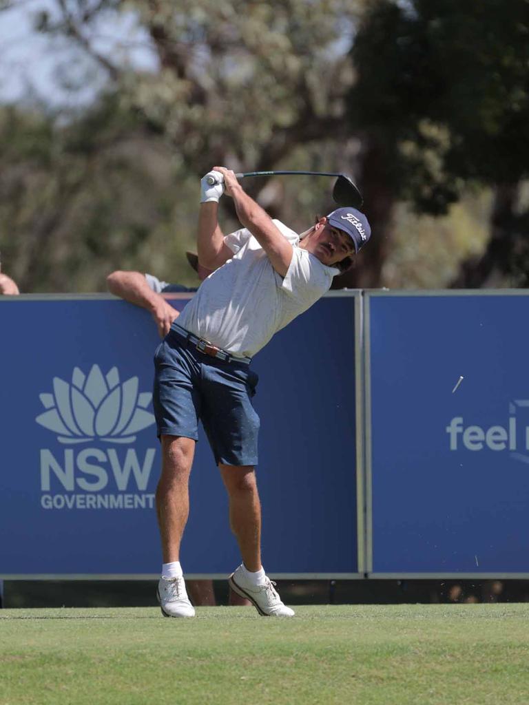 Jack Pountney teeing off left-handed. Picture: Golf NSW