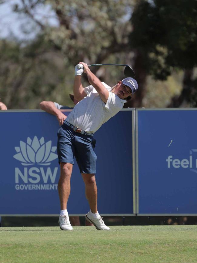 Jack Pountney teeing off left-handed. Picture: Golf NSW