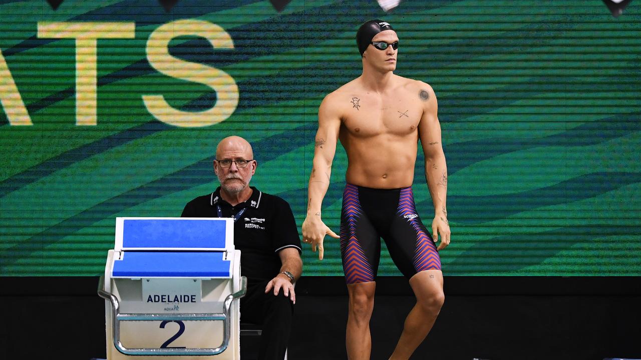 ADELAIDE, AUSTRALIA – JUNE 17: Cody Simpson gets ready for his Men's 100 metre Butterfly heat during the Australian National Olympic Swimming Trials at SA Aquatic &amp; Leisure Centre on June 17, 2021 in Adelaide, Australia. (Photo by Mark Brake/Getty Images)