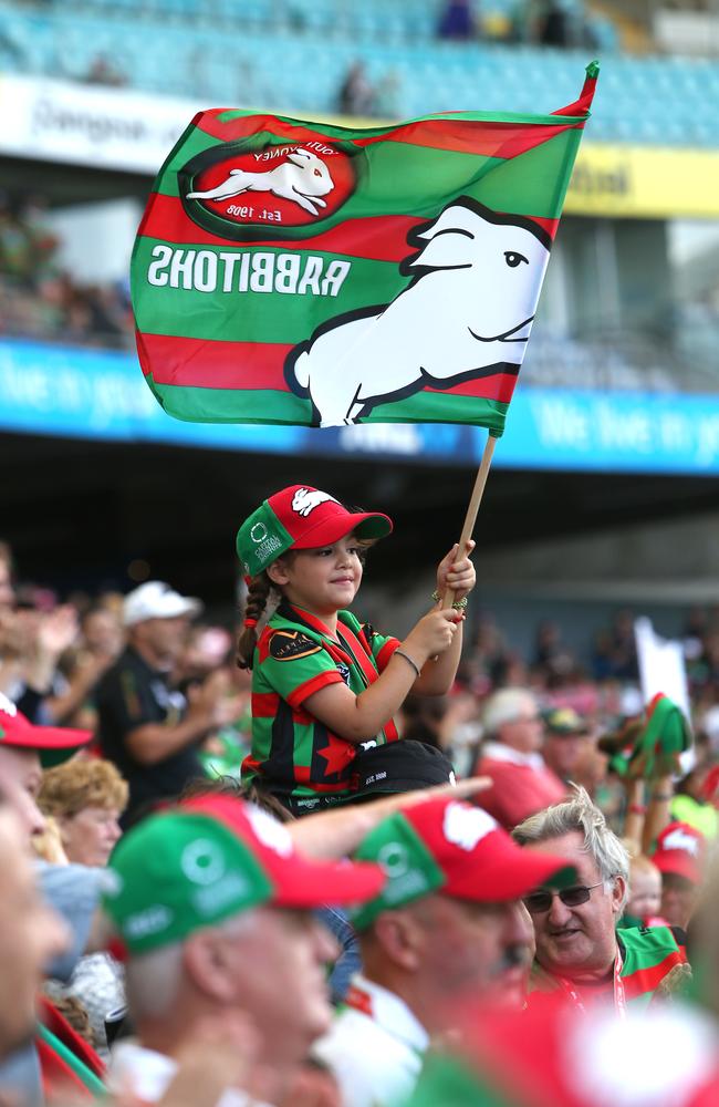A young Bunny in the Burrow during the blockbuster South Sydney and Roosters clash on Sunday. Picture: Bradley Hunter