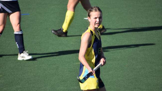 Central Coast player in the Division 2 sem-final against Far North Coast at the NSW U-18s Girls Hockey Championships, May 23.
