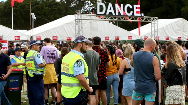 Police patrol the entrance to the Listen Out Festival last year. Picture: Damian Shaw