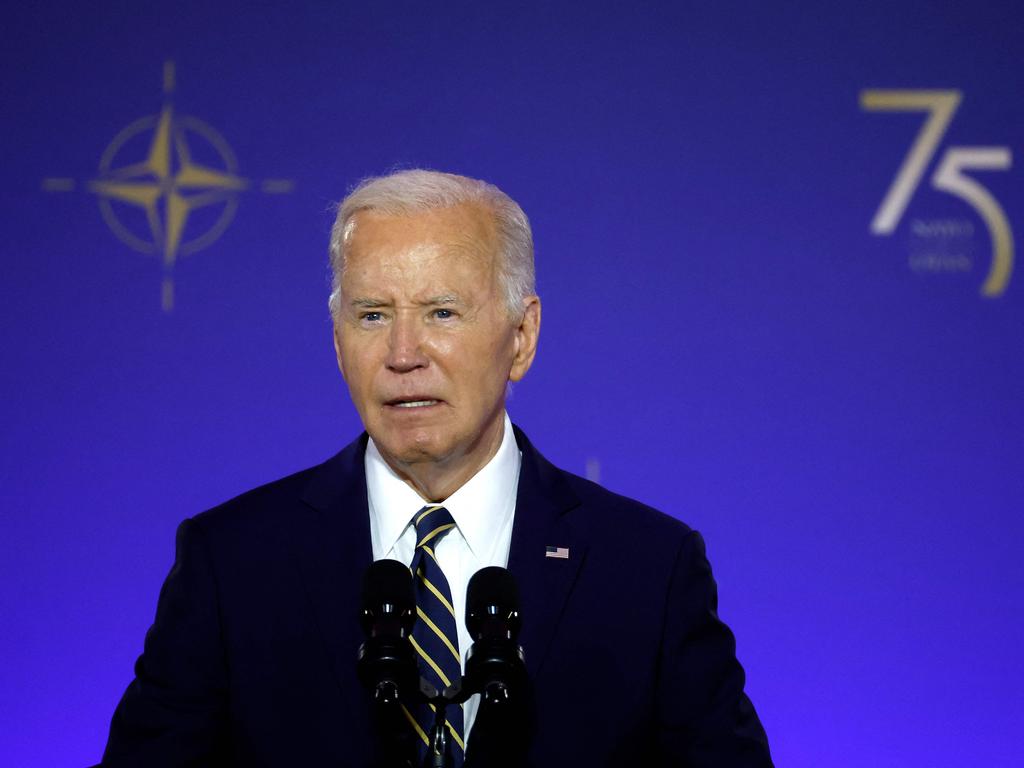 US President Joe Biden addresses the NATO 75th anniversary celebratory event. Picture: Getty Images