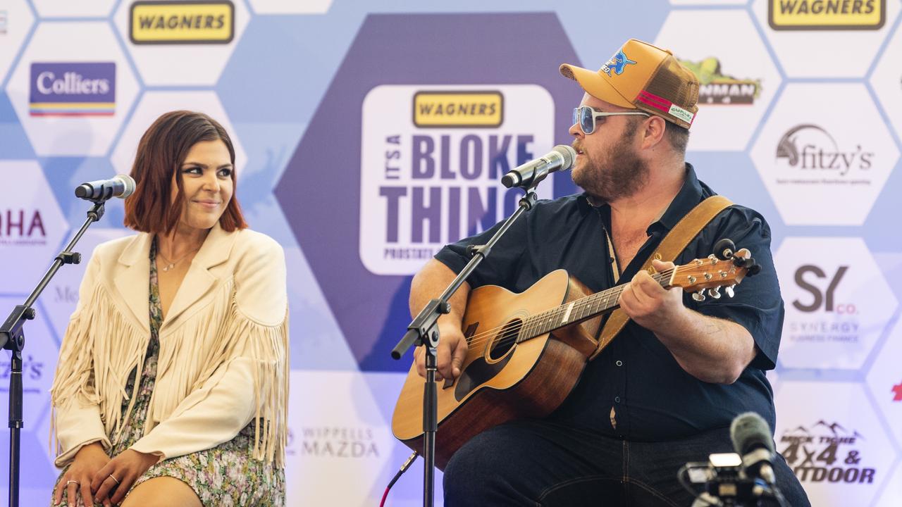 Sammy White and Brad Cox perform at It's a Bloke Thing 2022 at Wellcamp Airport, Friday, September 9, 2022. Picture: Kevin Farmer