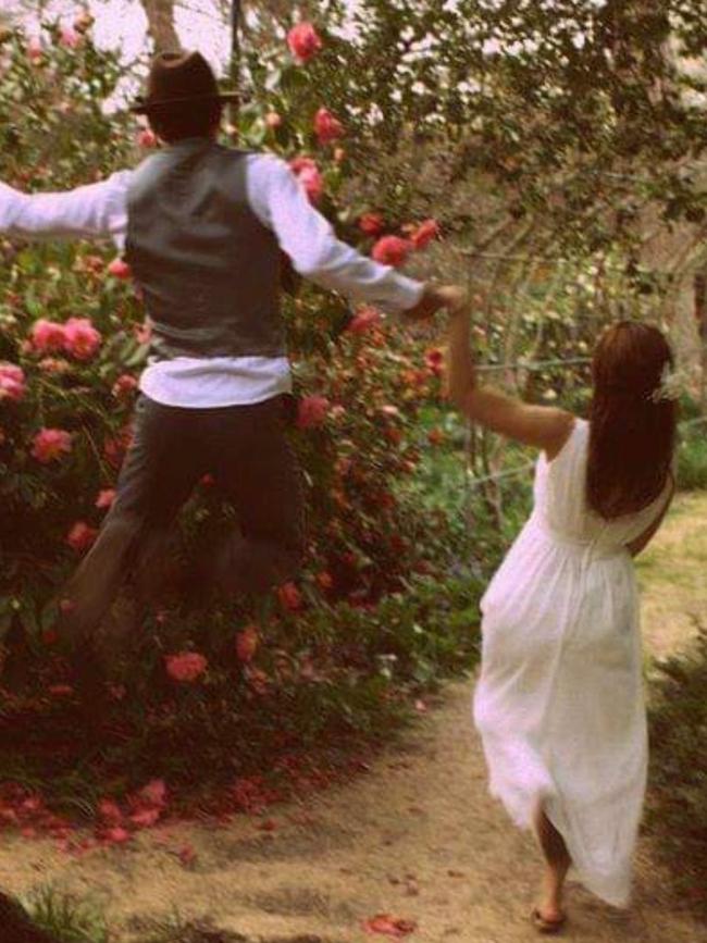 Sam Matthews with his wife Erin on their wedding day. Picture: Supplied by the family