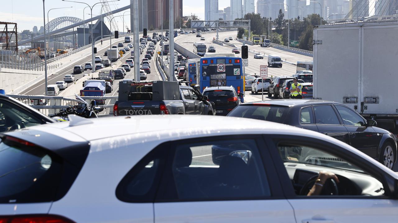 Traffic has been in chaos with commuters adapting to road changes since the opening of the Sydney’s Rozelle Interchange. Picture: Richard Dobson