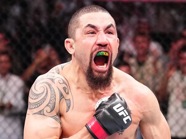 RIYADH, SAUDI ARABIA - JUNE 22: Robert Whittaker of New Zealand reacts after his victory against Ikram Aliskerov of Russia in a middleweight fight during the UFC Fight Night event at Kingdom Arena on June 22, 2024 in Riyadh, Saudi Arabia. (Photo by Chris Unger/Zuffa LLC via Getty Images)