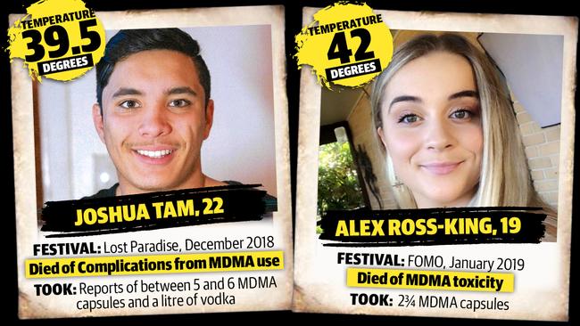 Young festivalgoers who died after taking drugs.