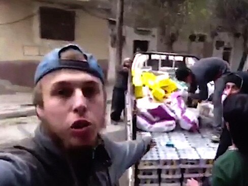 Queenslander Oliver Bridgeman conducting aid work in Syria Picture: Twitter