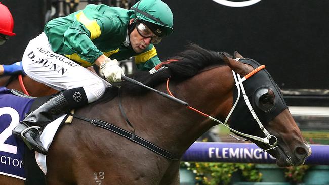 Ole Kirk winning the Talindert Stakes at Flemington in February. Picture: Kelly Defina/Getty Images