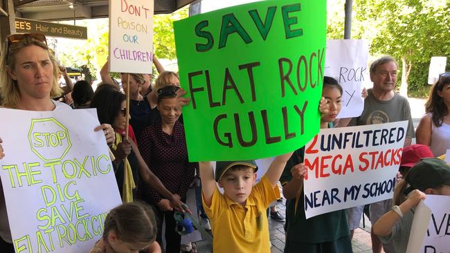 Tunnel protesters outside the premier’s electorate office. Picture: Steven Deare