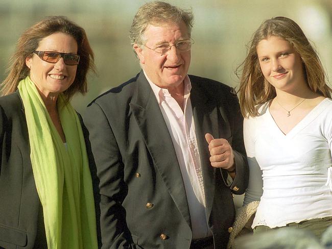 Amanda Elliott with ex-husband John Elliott and their daughter Alexandra, then aged 13, at Southbank in 2003.