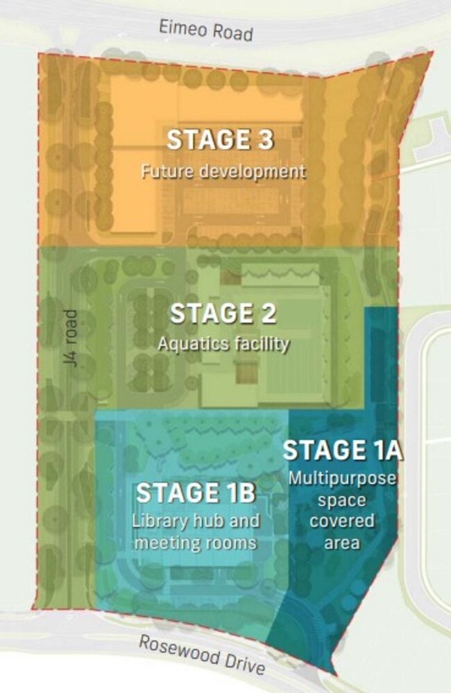 Plans for the Northern Beaches Community Hub include outdoor play areas, a new library and a pool. Picture: Mackay Regional Council