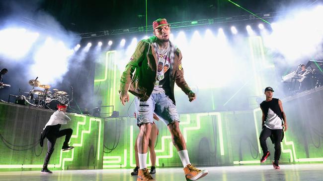 Chris Brown’s lyrics aren’t much better than his rap sheet. Photo: Gustavo Caballero/Getty Images